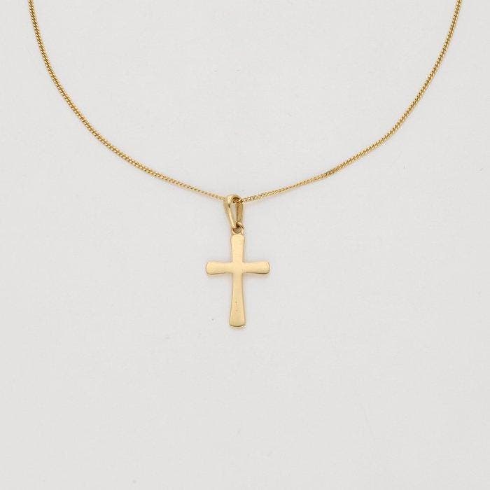 Ketting met hanger - 14 karaat Geel goud - Kruis, Sieraden, Tassen en Uiterlijk, Antieke sieraden