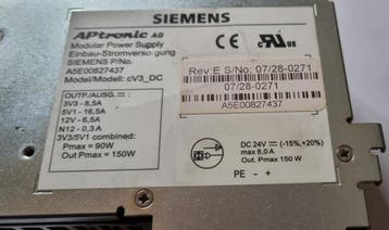 Siemens A5E00827437 cV3_DC – modulaire 24 V DC-voeding, PSU, Verzenden, Gebruikt