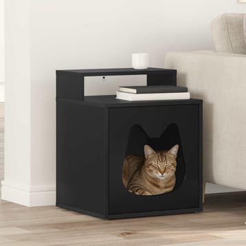 vidaXL Kattenhuis Zwart 42,5 x 40 x 53,5 cm Bewerkt hout, Verzenden, Nieuw