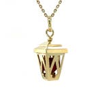 Gouden vintage lantaarn hanger met bloedkoraal 14 krt, Ophalen of Verzenden, Nieuw