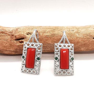 Koraal - Zilver - Oorbellen - Italiaans handwerk