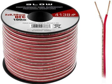 OFC luidsprekerkabel 2 x 0.50 mm transparant/rood op rol 100, Ophalen of Verzenden, Nieuw, 10 meter of meer, Luidsprekerkabel