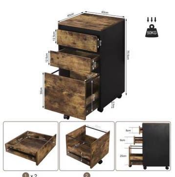 Mobiele Archiefkast met 3 Lades – Office Organizer op Wielen, Verzenden, Nieuw