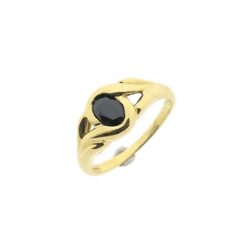 Vintage gouden ring met saffier, Gebruikt, Ophalen of Verzenden, 17 tot 18, Met edelsteen