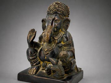 Beeld, Ganapati et mshika - 11.5 cm - Brons
