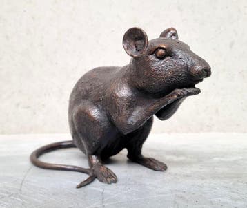 Beeldje - Lifelike Rat - Mouse - Brons