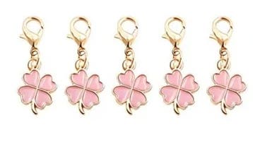 5 gelukshangers - klaver - roze - pink - liefde - goudloo..., Sieraden, Tassen en Uiterlijk, Bedels, Ophalen of Verzenden, Nieuw