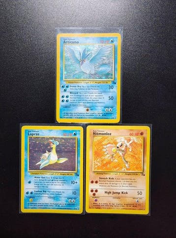 Pokémon - 3 Card - Articuno Holo - LApras Holo - Hitmonlee, Nieuw
