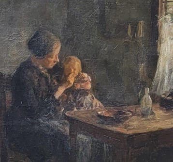 Hein Kever (1854-1922) - Moeder en kind, Antiek en Kunst, Kunst | Schilderijen | Klassiek