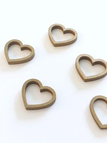 5x  Gouden houten hartjes (Overige Decoratie), Ophalen of Verzenden, Nieuw