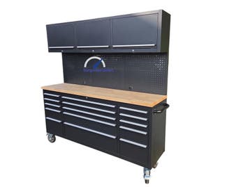 Gereedschapswagen Werkbank Met Achterwand 72 Inch Zwart -..., Ophalen of Verzenden, Nieuw