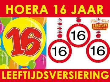 16 jaar feestartikelen - Mega aanbod feestartikelen 16 jaar, Ophalen of Verzenden, Nieuw