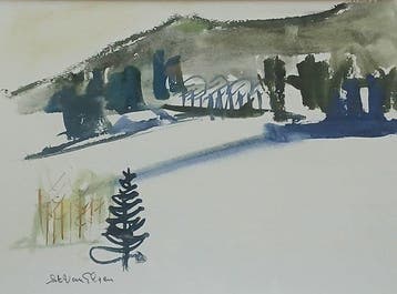 Staf Van Elzen (1915-1987) - Abstract Landschap met boom en