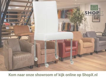 Leren eetkamerstoel Comfort met wieltjes - Toledo Bianco, Huis en Inrichting, Stoelen, Wit, Nieuw, Leer, Ophalen of Verzenden