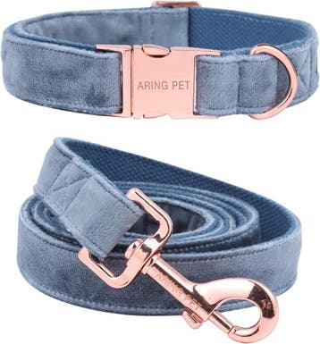 Aring Pet Hondenlijn set L | Blauw Fluweel | Laatste Stuk!, Ophalen of Verzenden, Zo goed als nieuw