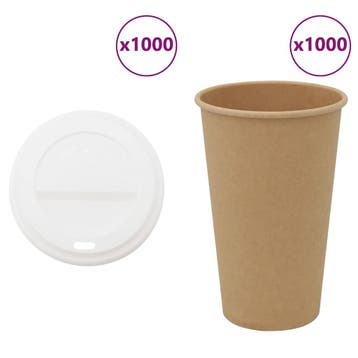 vidaXL Papieren koffiekopjes met deksel 1000 st 16oz 400 ml, Verzenden, Nieuw