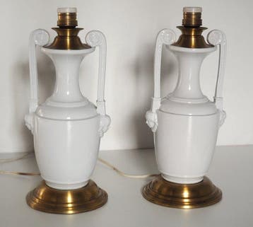 Tafellamp - Vintage Italiaanse Regency witte porseleinen, Nieuw