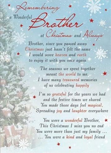 Rouwkaart herdenkingskaart a wonderful brother christmas &, Ophalen of Verzenden, Nieuw