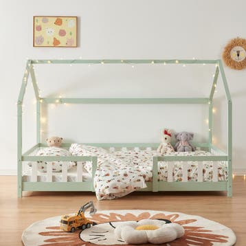 Kinderbed Sisimiut huisbed met matras 120x200 cm mint en wit, Kinderen en Baby's, Kinderkamer | Bedden, Verzenden, Nieuw