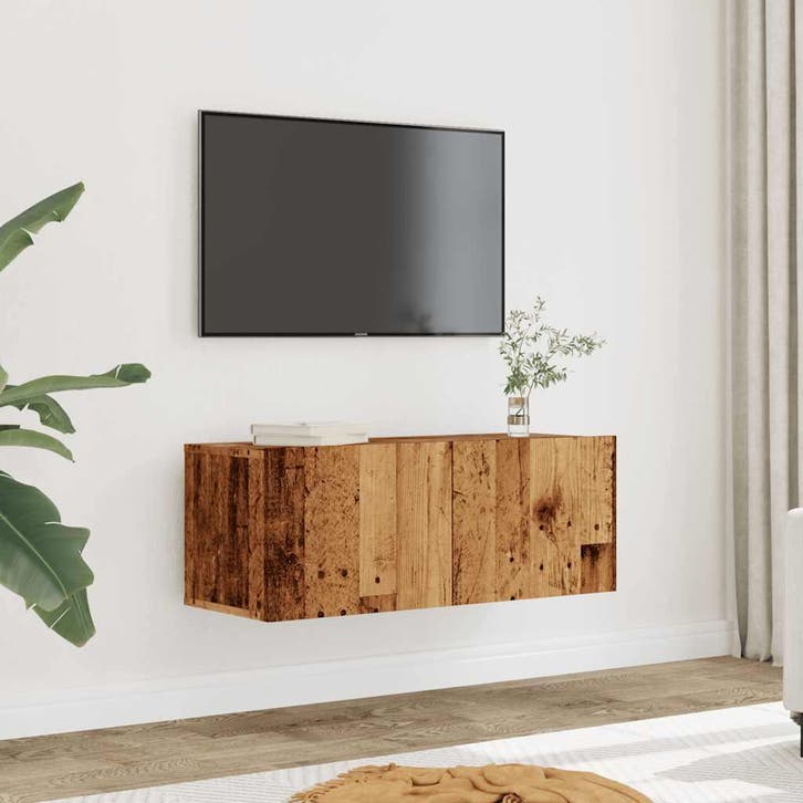 vidaXL Tv-meubels 2 st wandgemonteerd 80x30x30 cm oud, Huis en Inrichting, Kasten | Televisiemeubels, Nieuw, Overige houtsoorten
