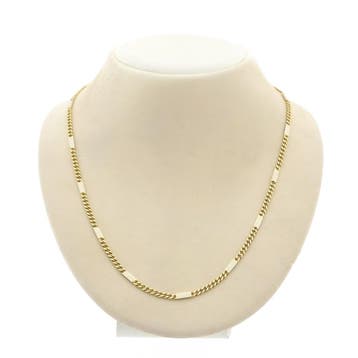 Bicolor gouden Figaro/gourmet schakelketting, Ophalen of Verzenden, Gebruikt, Goud, Goud