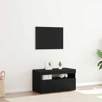 vidaXL TV-kast 75 x 35 x 40 cm Zwart Eiken Bewerkt hout, Minder dan 50 cm, Verzenden, Nieuw, Minder dan 100 cm