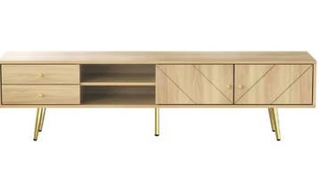 TV-Kast met 2 Deuren, 2 Lades en LED-Verlichting – 160 cm, Huis en Inrichting, Kasten | Televisiemeubels, Verzenden, Nieuw
