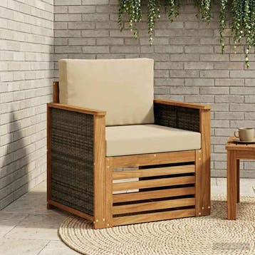 vidaXL Buiten Midden Sofa Naturel, Tuin en Terras, Verzenden, Nieuw