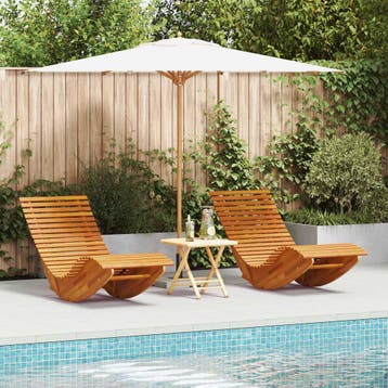 vidaXL Ligbedden schommelend 2 st acaciahout, Tuin en Terras, Ligbedden, Verzenden, Nieuw