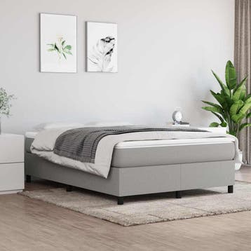 vidaXL Boxspring met matras stof lichtgrijs 140x190 cm, Verzenden, Nieuw, Tweepersoons, 140 cm