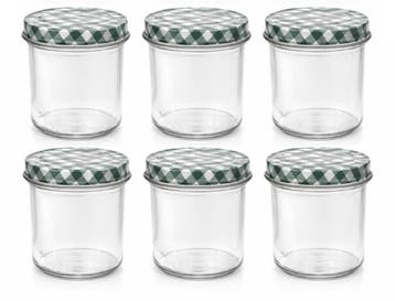 Jampotten 346 ml met twist-off deksel groen (geblokt) 6 s..., Verzenden, Nieuw, Voorraadpot, Overige merken