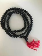 Mala Zwarte Lavasteen Boeddhistische Armband met Rode Kwasts, Overige materialen, Verzenden, Zwart, Nieuw