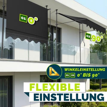 Klemluifel - zonnescherm balkon - breedte 150 cm - grijs -, Verzenden, Nieuw