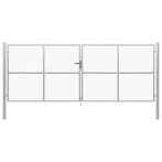 vidaXL Tuinpoort gegalvaniseerd staal 400x150 cm zilver, Verzenden, Nieuw