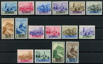 San Marino 1949 - Serie Paesaggi: de volledige serie van 16, Gestempeld