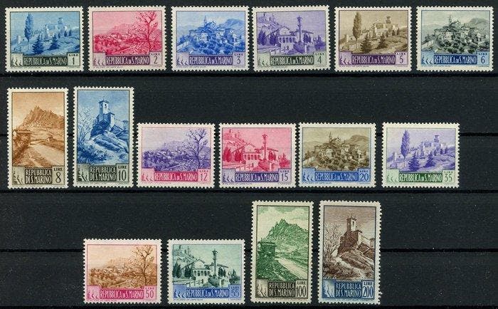 San Marino 1949 - Serie Paesaggi: de volledige serie van 16, Postzegels en Munten, Postzegels | Europa | Italië