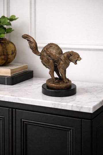 sculptuur, Brons - bange kat - CH.Paillet - 15 cm - Brons