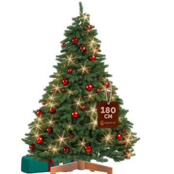 Kunstkerstboom Premium 180cm + kerstballen rood + sprookj..., Verzenden, Nieuw