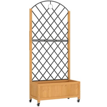 Hoogbed Met Metalen Rooster, Houten Plantenbak Op Wielen, Bu, Tuin en Terras, Verzenden