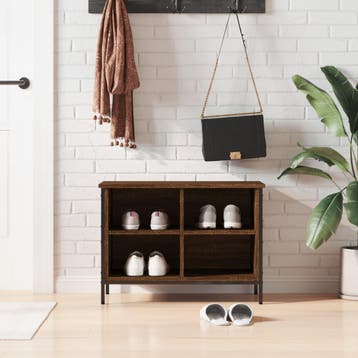 vidaXL Schoenenkast 69x35x50 cm bewerkt hout bruin, Huis en Inrichting, Verzenden, Nieuw
