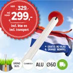Aanbieding aluminium vlaggenmast 6 meter Ø60mm met grondbuis, Diversen, Nieuw
