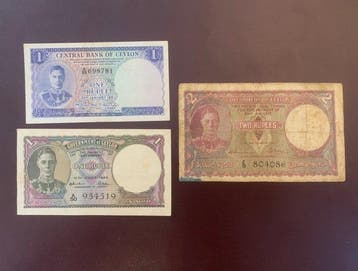 Ceylon. - 3 Banknotes - 1942/1951 (Zonder minimumprijs), Postzegels en Munten