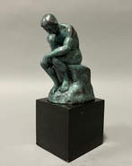 sculptuur, De Denker van Rodin - 20 cm - Brons met groene