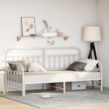 vidaXL Bedframe voor een daybed Wit 90 x 200 cm Gepoedercoat, Eenpersoons, Verzenden, Wit, Nieuw