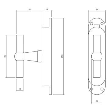 Intersteel set T-kruk-espagnolet incl. stangenset 2x125cm -, Verzenden, Nieuw
