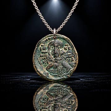Byzantijns Brons Het Heilige Medaillon Christus Pantocrator