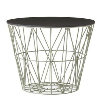 Ferm Living Wire Basket grey + top black oak large (nieuw), Ophalen, Overige materialen, Mand, Rond
