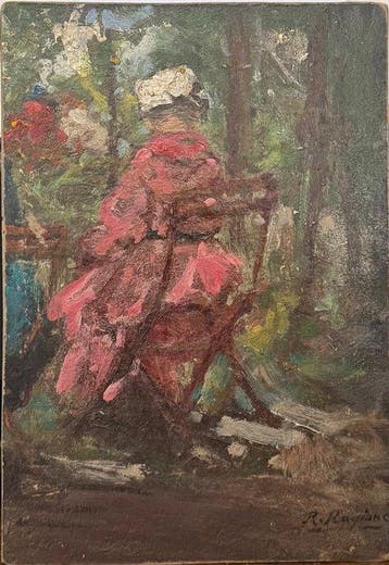 Raffaele Ragione (1851-1925), Attr. - Donna in Giardino