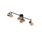 Plafondspot zwart met kurk kap 4-lichts verstelbaar - Corky, Verzenden, Nieuw, Landelijk