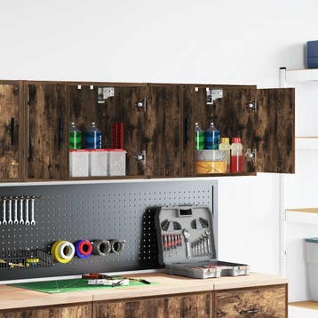 vidaXL Garagewandkasten 2 st Spaanplaat gerookt eikenhout, Verzenden, Nieuw
